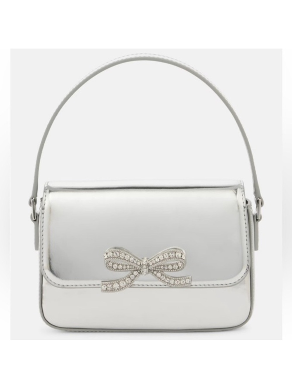 Self portrait Silver Bow-Accent Top-Handle Bag - Picture 1 of 5